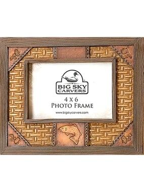 Big Sky Carvers Tooled Leather Finish Trout Photo Frame - Holds 4"x 6" Photo
